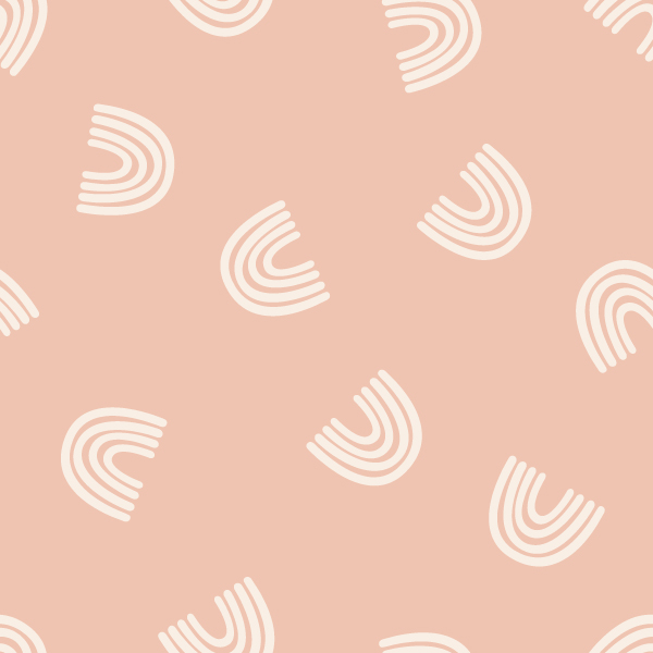 seamless pattern with simple boho cream white rainbows on soft warm pink