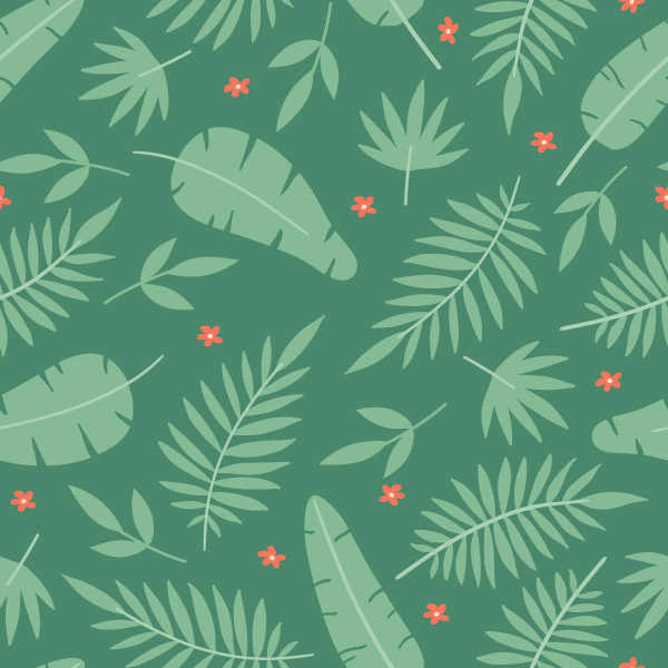 cartoon tropical leaves seamless pattern