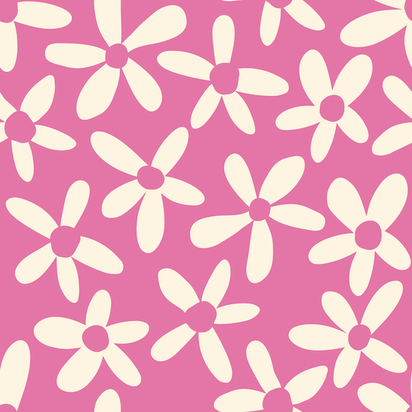 cute cartoon white flowers on hot pink