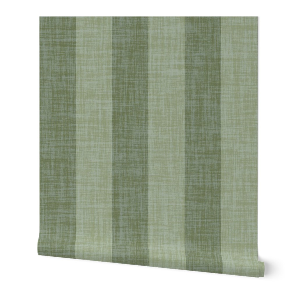 Awning Stripes With Linen Texture Army Green On Sage Green