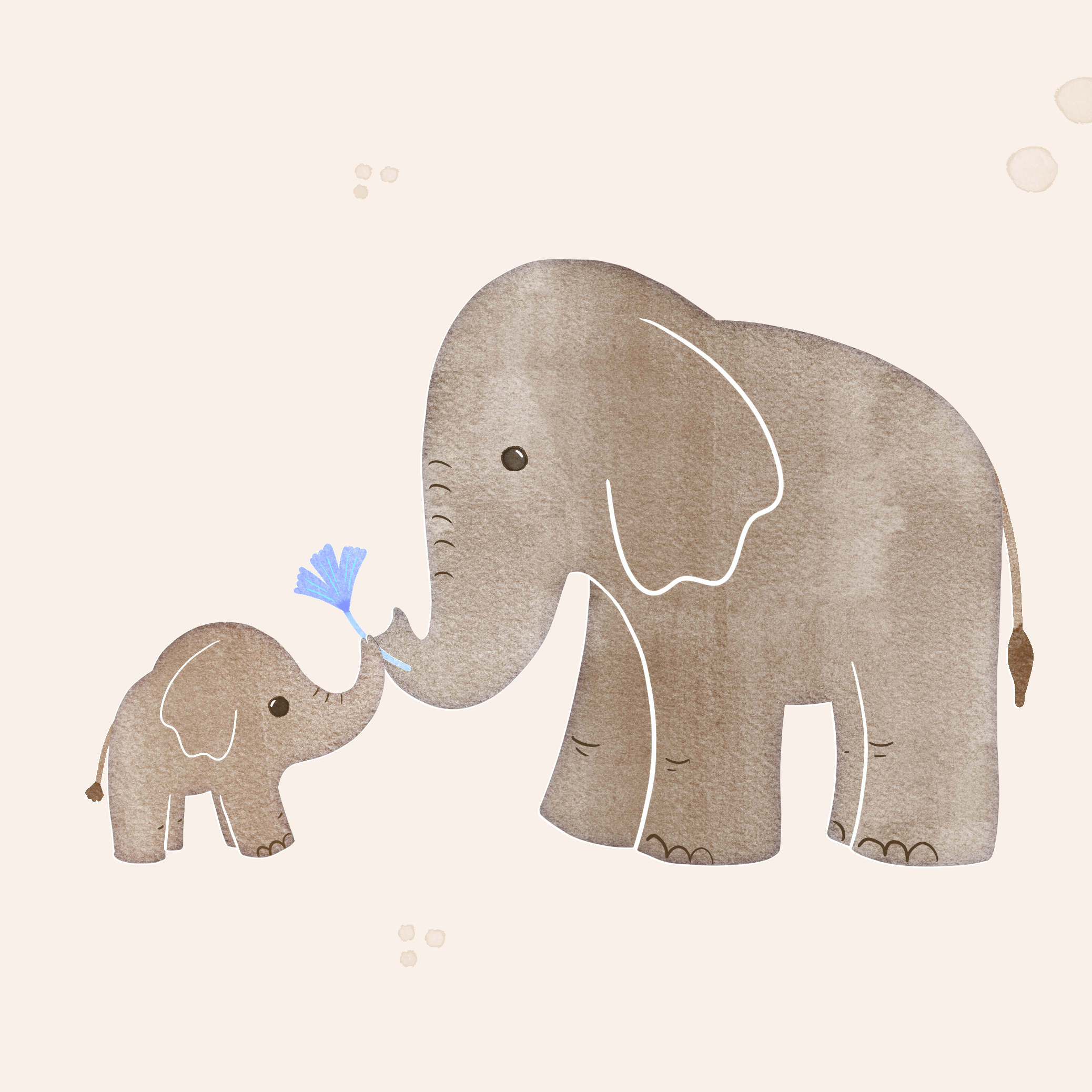 Mama and me Cute Elephant family