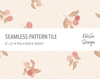 Seamless pattern instant download small berries