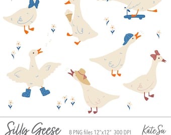 silly geese clipart set