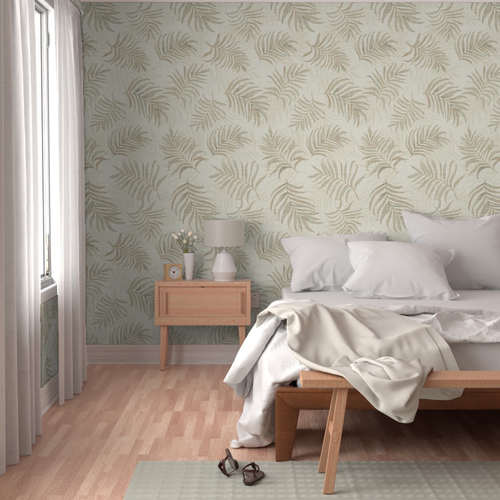 palm fronds bedroom wallpaper