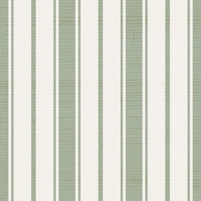 sage green ticking stripe with grasscloth texture