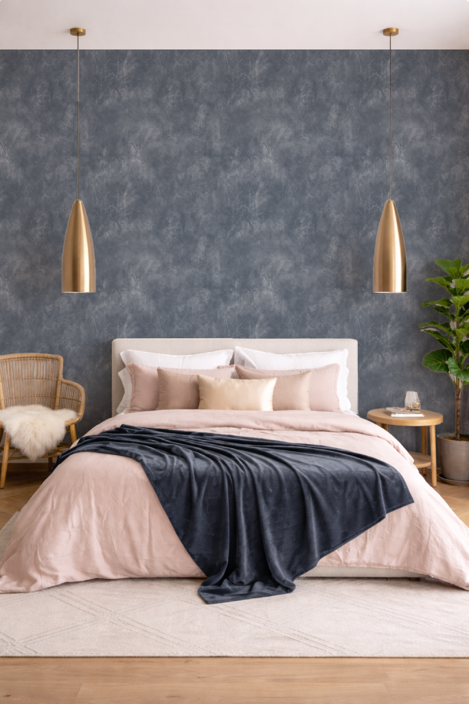 grunge dark gray faux plaster wallpaper