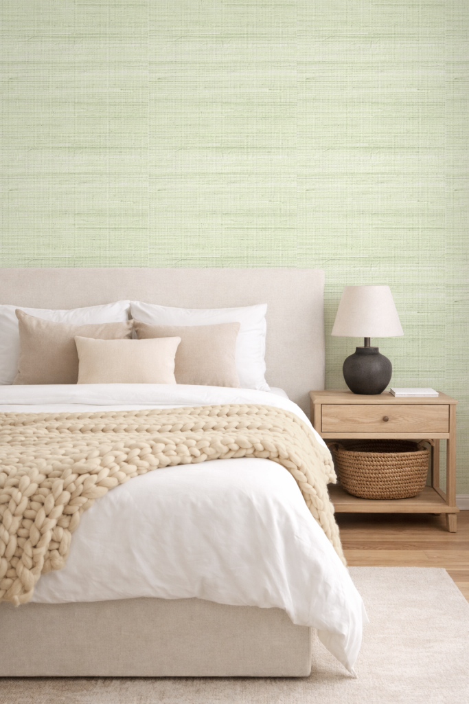 light green faux grasscloth wallpaper