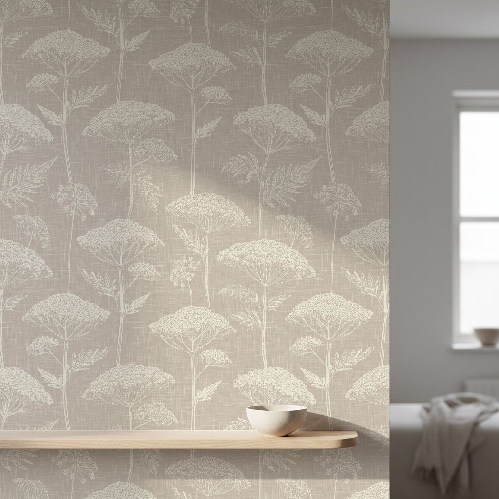 soft beige floral wallpaper