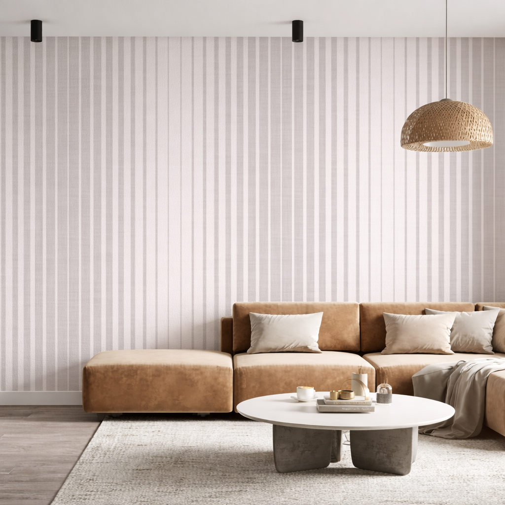 soft beige panel stripe wallpaper